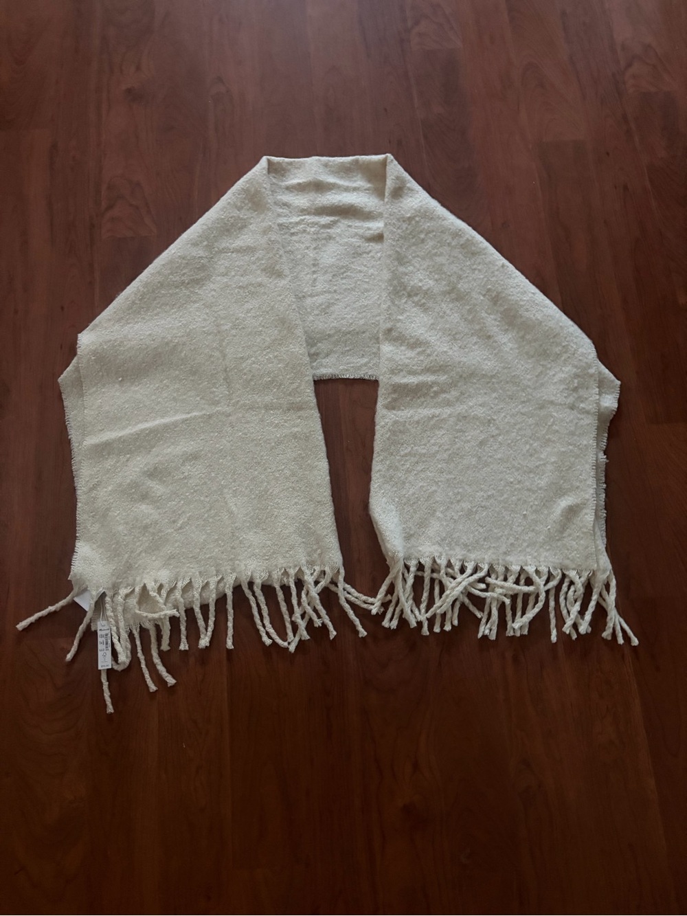 Madewell Cream Fringe Knit Scarf
